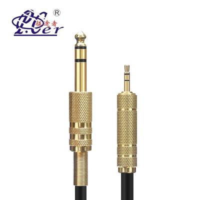 China Multimedia Gold Plated Dual Channel Male To Male 3.5mm To 6.5mm Stereo Audio Adapter Cable for sale