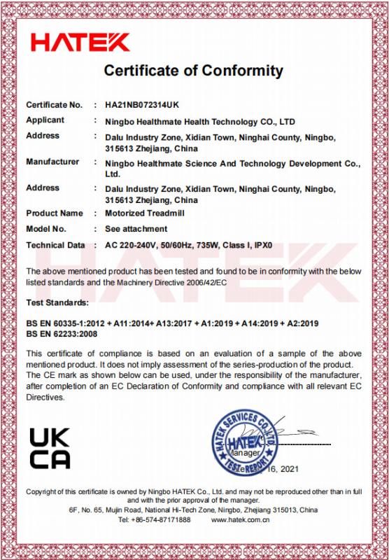 UKCA - Ningbo Healthmate Science And Technology Development Co., Ltd.