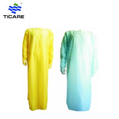 China Hospital Waterproof Medical Isolation Disposable CPE Gown With Long Sleeves for sale