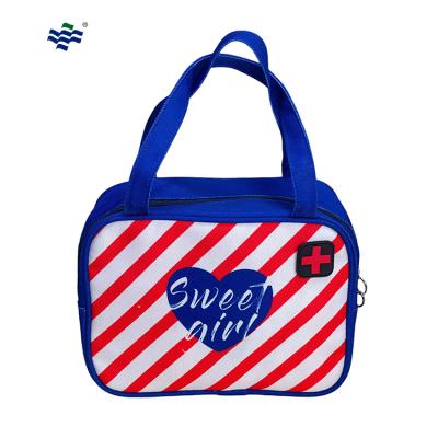 China Portable Red Soft Empty Bag Girl Stripes Waterproof Blue Personal First Aid Kit Small for sale