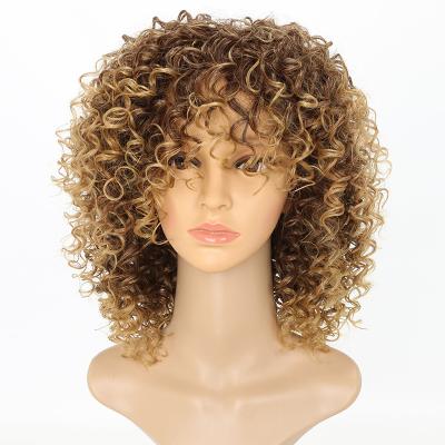 China Cheap Price Afro Kinky Curly Synthetic Hair Wig Curly Female Synthetic Wig for sale