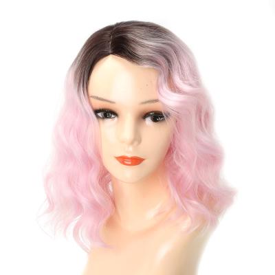 China Cheap wholesale kinky wig libertine ombre synthetic fiber pink curl wig for sale