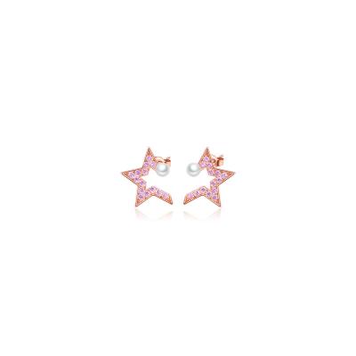 China Cute S925 Sterling Silver Claw Freshwater Pearl Arrangement Star Stud Earrings For Women for sale