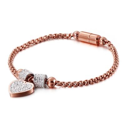 China Trendy Trendy Bracelets Stainless Steel Rose Gold Plated Heart Charm by Kosta Factory Direct Sales Gift for sale