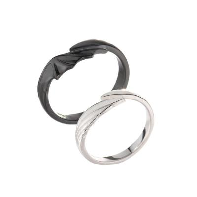 China Hiphop OEM custom fashion silver black 925 sterling silver men and women universal rings for sale