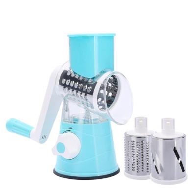 China Stocked Vegetable Mandoline Slicer, 3 in 1 Veggie Chopper Fruit Cutter Cheese Shredder Rotary Drum Round Grater for sale