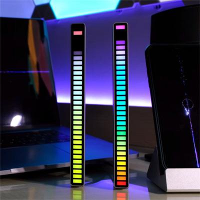 China Sounds Sensitive Creative New 32 Led Car Colorful Desk Lamp Ambiance Pickup Spectrum RGB Music Rhythm Light Audio Lamp for sale