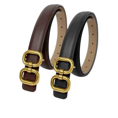 China Fashion.Casual Premium  Smooth Button Thin waistband Versatile Skirt Jeans Decoration Belt Genuine Leather Korean Edition Women Belt for sale