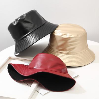 China Outdoor Wholesale unisex shinny PU leather waterproof water sweat proof quick dry fit dryfit fishermen bucket caps hats for men women for sale