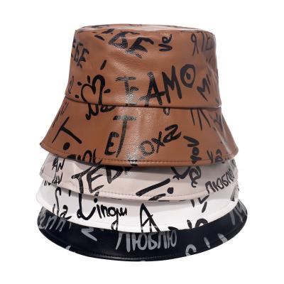 China Outdoor Wholesale Factory Selling Quality Fashion Custom Logo Waterproof Quick Dry PU Leather Fisherman Bucket Hat For Women for sale