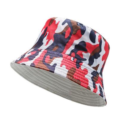 China Outdoor Camouflage Double-Sided Cap Print Bucket Hat Fisherman Sun Hats Men Women for sale