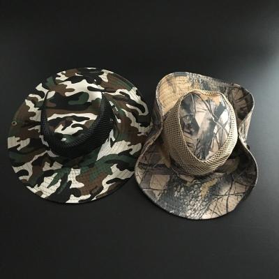 China Outdoor Wholesale polyester camouflage outdoor sun protection hunting fishing bucket hat cap with mesh for sale