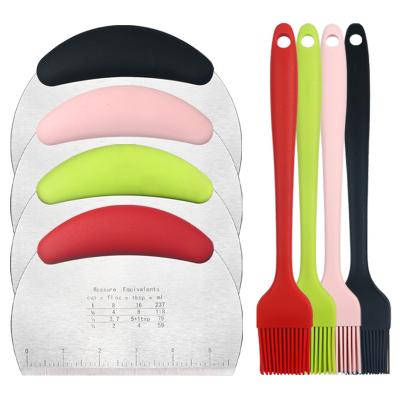 China Dough Cutter Stainless Steel Pastry Baking Silicone Scrapers and Oil Brush Kitchen Tool Kit for sale