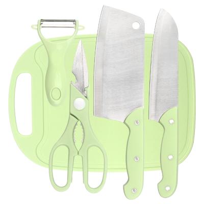 China Sustainable 5 Pieces of Household Kitchen Knives Set Stainless Steel Kitchen Knife Sets with Chef Knife Scissors Peeler and Cutting Board for sale