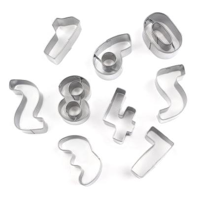 China 9 PCS Sustainable Stainless Steel DIY Number Fondant Custom Cake Decorating Tools Metal Biscuit Cookie Cutter Set for sale