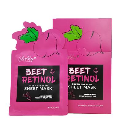 China Hot Selling Moisturizer Beet Vitamin A Beauty Face Sheet Mask Hydrate Refine Pores To Smooth Skin Care Rough Retinol Facial Mask Custom for sale