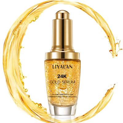 China OEM Logo 24K Gold Skin Revitalizer Face Serum Vegan Vitamin C Eye Serum Anti Wrinkle Custom Organic Hyaluronic Collagen Skin Care Facial Serum for sale