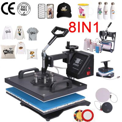 China Garment 8 in 1 Lowest Price T Shirt Heat Press Machine For T Shirt Mugs for sale