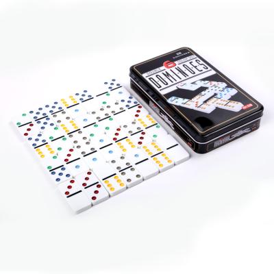 China Eco-friendly China Customize Game Set With Double Six Logo Embossed Plastic Domino Tiles for sale