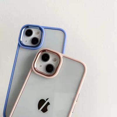 China Back Cover Shockproof Explosive Clear Metal Silicone Frame Soft Lens Buttons Transparent Shockproof Phone Case For Iphone 13 12 11 pro max for sale