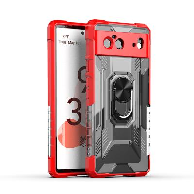 China Anti-drop For Google Pixel 6 Pro Phone Case With Shockproof Bracket For Pixel 5a 6 Magnetic Ring Holder Clear Cell Phone Bags for sale