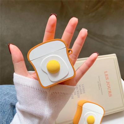 China Super cute Anti-drop toast egg shape suitable for airpodspro headset silicone case for sale