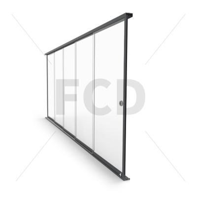 China Windproof sliding glass doors system market customized by manufacturer / outdoor shops use frameless sliding glass door for sale