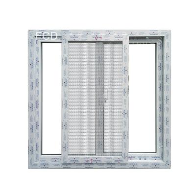 China Sliding Latest Bathroom White Color Storm Proof System Sliding Window Tempered UPVC Glazing Sliding Window for sale