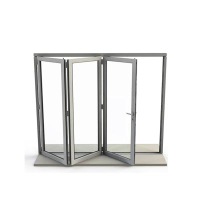 China Quick Delivery Patio Frameless Exterior Windproof Accordion Bi Folding Aluminum Bifold Doors for sale