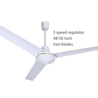 China 48/56 Inch Ceiling Fan Electric Power Source Metal Blades Ventilation Electric Industrial Air Cooler Hotel for sale