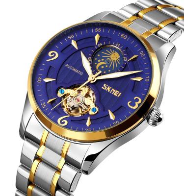 China SKMEI Brand 9239 Luxury Skeleton Top Moon Phase Mechanical Mens Watch Water Resistant Mechanical Mens Stainless Steel Quartz Wrist Watch for sale