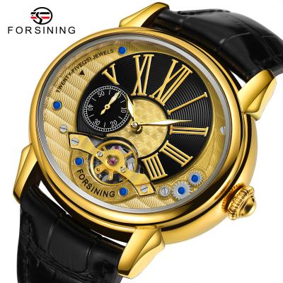 China Water Resistant 2022 Newest Forsining 8210 Unique Oval Shape Automatic Watch Mechanical Design Leather Strap Men Men for sale