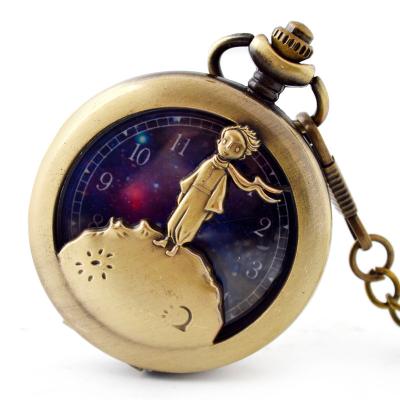 China Small Prince Cartoon Kids Quartz Pocket Antique Watch Cartoon Hollow Starry Student Boys Watch To My Grandson Pocket Watch for sale