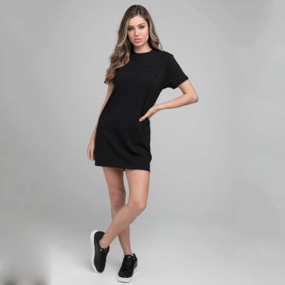 China New Solid Color Women's Daily Wear AMW T-shirt Women's T-shirt Dress Women's Summer Casual Anti-static Pocket Dress for sale