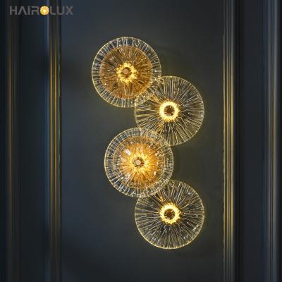 China Nordic modern decorative wall lamp gold wall light living room lamp metal glass led wall lights for sale