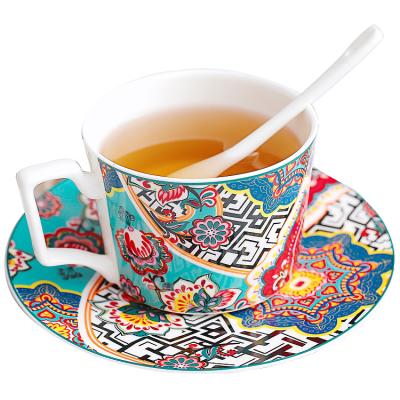 China New Viable Bone China Porcelain Italian Espresso Mug Tazas Turkish Coffee Ceramic Moroccan Tea Cup With Spoon Sauce Set for sale