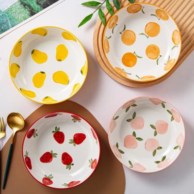 China Cute Viable Snake Bowl Italian Fruit Salad Pasta Color Glazed Hand-painting Dish Japanese Ceramic Tableware for sale