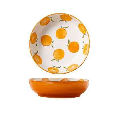 China Restaurant Viable Orange Tableware New Arrival Cute Fruit Shaped 8 Inch Ceramic Food Dinner Dish Dessert Dishes for sale