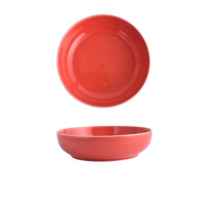 China Viable Multi Color Dinnerware Modern Dessert Pasta Dish Cheap Stoneware Red Dishes For Restaurant for sale