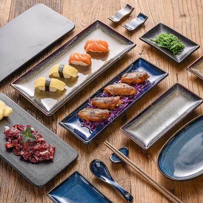 China 8 10 12 Inch Viable Japanese Restaurants Dinner Dishes Rectangular Oval Ceramic Sushi Dishes for sale