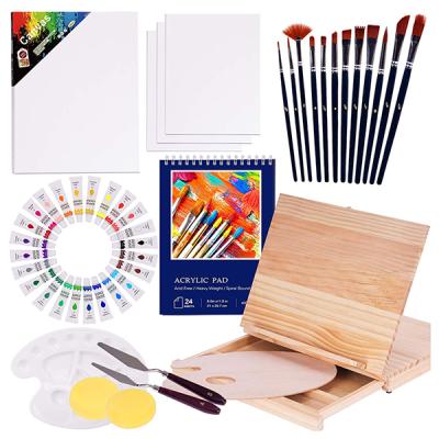 China Art Supply Set Canvas Panel Nox-toxic Paint Set Color Acrylic Paint Drawing Paper Reading Brush for sale