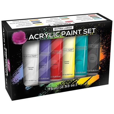 China 2020 75ml Superior Acrylic 12 - Color Extra Large Tube Acrylic Paint Kids Art Paint Set for sale