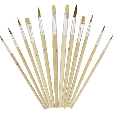 China Wholesale Watercolor Paint Brushes Artist Set 12pcs Bristle Hair for Oil and Acrylic Painting for sale