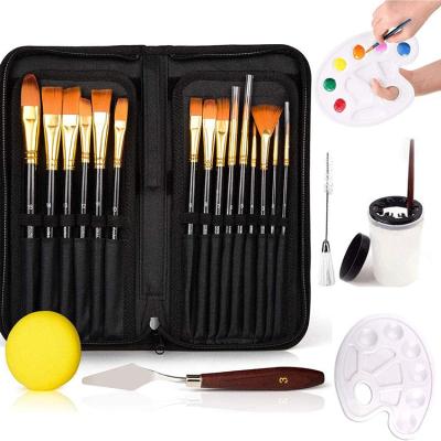 China Hot Sale Painting Art Sets 22 Pcs Paint Brush Set Plastic Palette Brushes For Acrylic Painting Set for sale