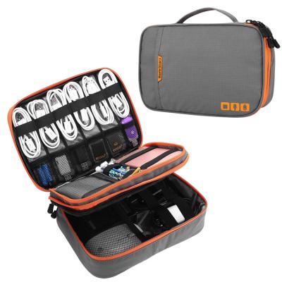 China Unisex Fashion Double Layer Travel Cable Organizer Electronic Accessories Digital Storage Bags Portable Organizer Cable Case for sale