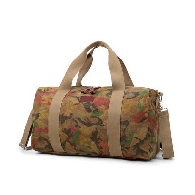 China Fashion Carry On Heavy Duty Duffel Bag Luggage Travel Gear Green Overnight Tote Bag Camouflage Canvas Weekender Bag For Travel for sale