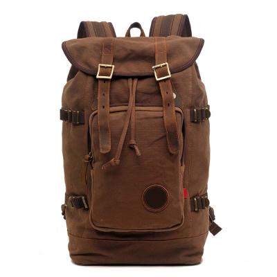 China Waterproof Canvas Vintage Backpack Men and Women Backpack for Outdoor Travel Adventure Bookbag Canvas Rucksack Hiking Camping Rucksack for sale