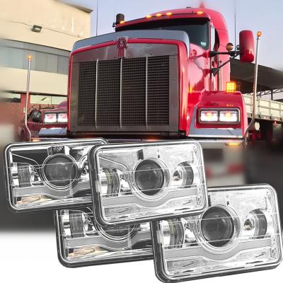 China Square 4x6 Inch 45W LED Aluminum Rectangular Headlights Replacement For Car Truck for sale