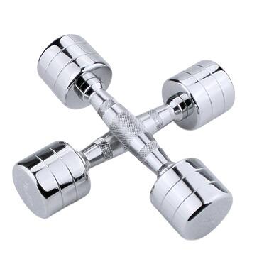 China Durable Tary Gym Bodybuilding Fixed Round Chrome Stainless Steel Dumbbell for sale