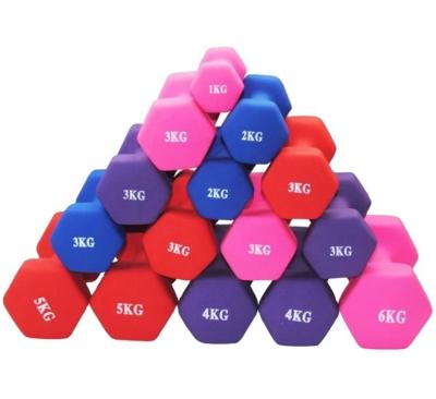 China 0.5-10kgs Gym Dumbbell Tary Amazon Neoprene Dumbbells Cross Fitness Gym Equipment Color Fixed Rubber Coated Dumbbell for sale